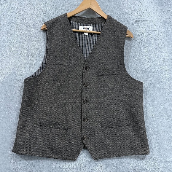 Joseph Abboud‎ Vest Mens XL Herringbone Modern Fit Wool Blend Waistcoat